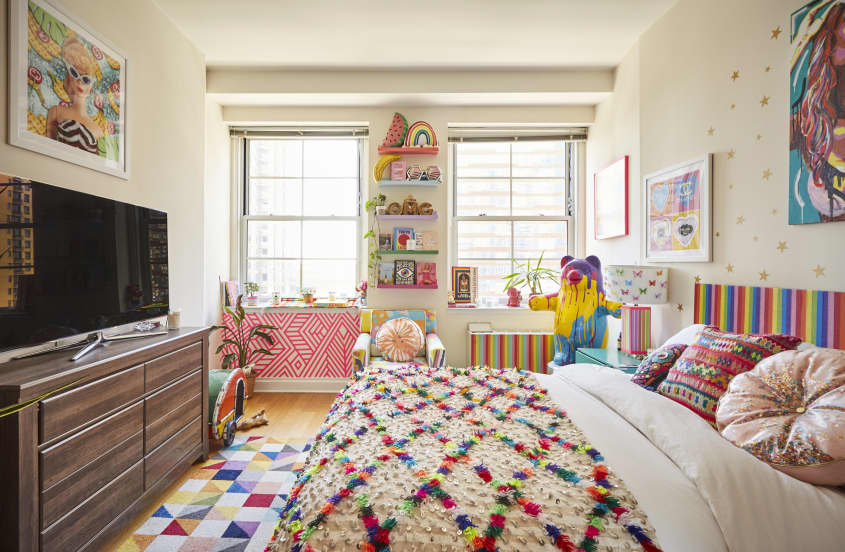 Textile Designer's Rainbow Eclectic New York City Rental Apartment